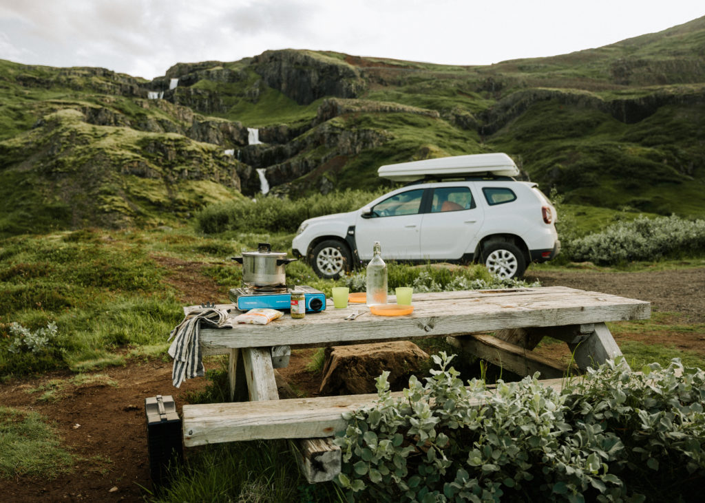 Using our kitchen box for picnics along our Iceland road trip